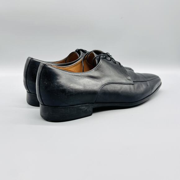 Santoni Shoes Mens 9.5 Black Leather Oxford Lace Up Dress Apron Toe Slip On main image 12